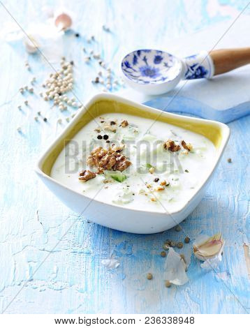 Traditional Bulgarian Tarator - Cucumber, Yogurth And Walnut Cold Soup