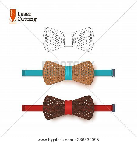 Laser Cut Bow-tie Template For Diy. Vector Silhouette For Cutting A Bow Tie On A Cnc, Lathe Made Of 