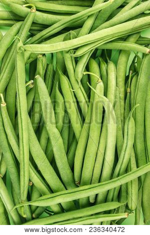 Food Background - Fresh Green Beans. Top View