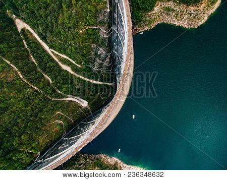 Valvestino Dam In Italy. Hydroelectric Power Plant.