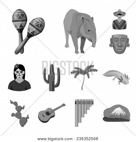 Country Mexico Monochrome Icons In Set Collection For Design. Mexico And Landmark Vector Symbol Stoc