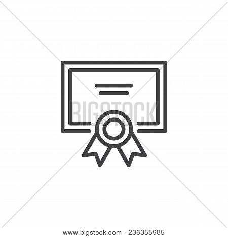 Qualification Certificate Outline Icon. Linear Style Sign For Mobile Concept And Web Design. Diploma