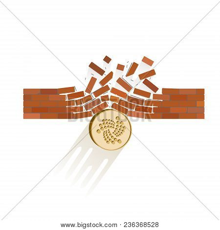 Iota Coin Breaks Through The Wall Resistance On A White Background , The Price Of Crypto Currency Is