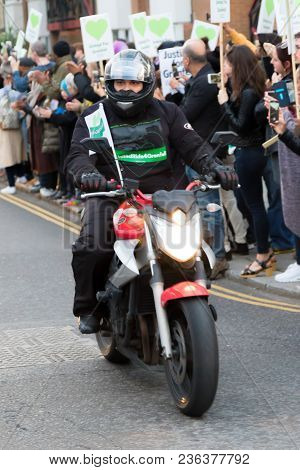 London, United Kingdom, 14th April 2018:- Bikers Leading A Silent March From Kensington Town Hall To