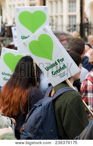 London, United Kingdom, 14th April 2018:- Marchers On A Silent March From Kensington Town Hall To Th