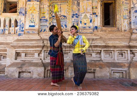 Khonkaen, Thailand - December 19, 2015: Thai Northeastern Traditional Dancing With Music By Traditio