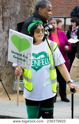 London, United Kingdom, 14th April 2018:- Marchers On A Silent March From Kensington Town Hall To Th