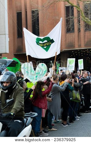 London, United Kingdom, 14th April 2018:- Marchers On A Silent March From Kensington Town Hall To Th