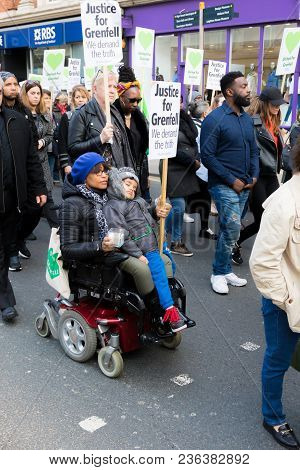 London, United Kingdom, 14th April 2018:- Marchers On A Silent March From Kensington Town Hall To Th