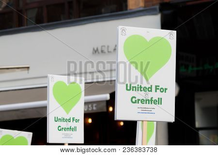 London, United Kingdom, 14th April 2018:- Marchers On A Silent March From Kensington Town Hall To Th