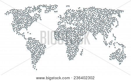 Geographic Concept Map Composed Of Parachute Items. Vector Parachute Scattered Flat Pictograms Are C