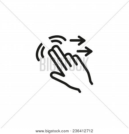 Double Swipe Right Line Icon. Touchpad, Moving, Two Fingers. Gesturing Concept. Can Be Used For Topi