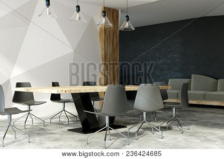 Modern Boarding Room Interior With Louge Area. 3d Rendering