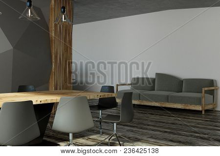 Modern Conference Room Interior With Louge Area. 3d Rendering