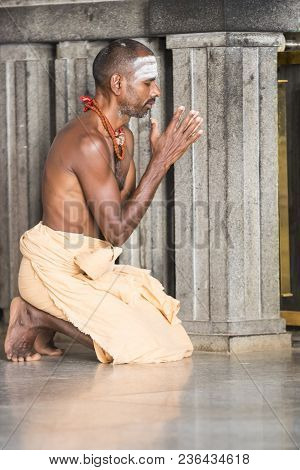 Ashram Of Sri Ramana Maharshi, Tiruvannamalai, Tamil Nadu, India - March Circa, 2018. Unidentified W