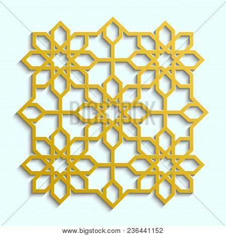 Arabic 3d Vector Design. Abstract Muslim Mosaic, Persian Motif. Template Decoration Element. Islamic