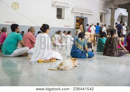 Ashram Of Sri Ramana Maharshi, Tiruvannamalai, Tamil Nadu, India - March Circa, 2018. Unidentified W