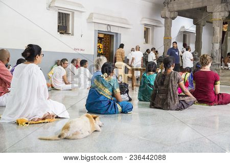 Ashram Of Sri Ramana Maharshi, Tiruvannamalai, Tamil Nadu, India - March Circa, 2018. Unidentified W