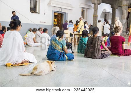 Ashram Of Sri Ramana Maharshi, Tiruvannamalai, Tamil Nadu, India - March Circa, 2018. Unidentified W