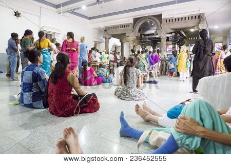Ashram Of Sri Ramana Maharshi, Tiruvannamalai, Tamil Nadu, India - March Circa, 2018. Unidentified W