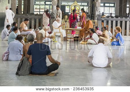 Ashram Of Sri Ramana Maharshi, Tiruvannamalai, Tamil Nadu, India - March Circa, 2018. Unidentified W