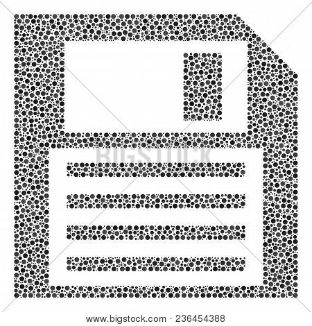 Floppy Disk Composition Of Round Dots In Various Sizes And Color Tones. Dots Are Combined Into Flopp