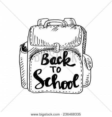 Back To School Lettering On  Backpack. Hand Drawing Illustration.