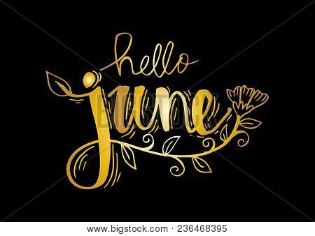 Hello June Hand Lettering. Greeting Card Concept