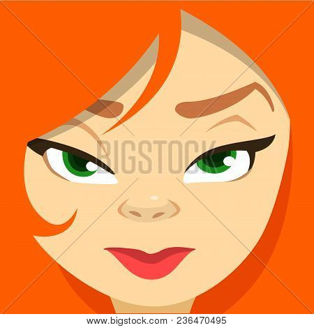 Cartoon Young Women Face. Vector Illustration Isolated