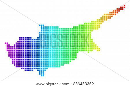 Dot Spectrum Pixel Cyprus Island Map. Vector Geographic Map In Bright Colors On A White Background. 