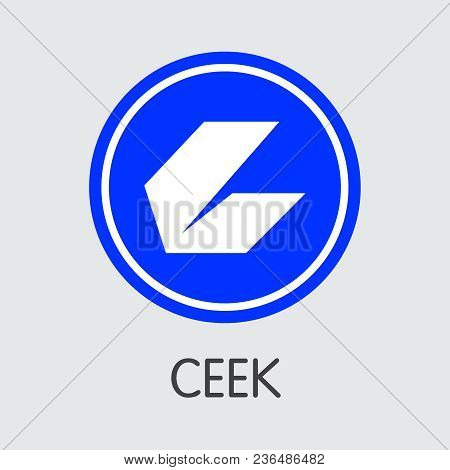 Ceek. Blockchain Cryptocurrency. Ceek Pictogram Isolated On Grey Background. Stock Vector Logo.