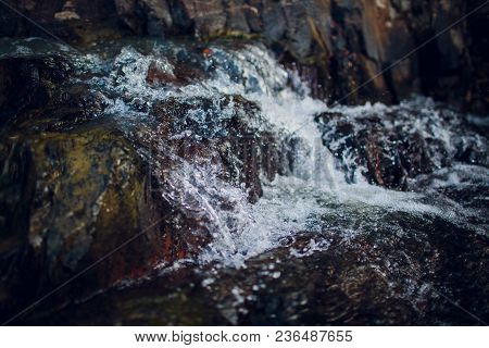 Small Waterfall Vietnam Asia Summer Park Rock
