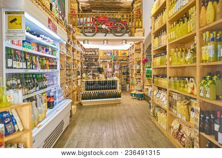 ROME, ITALY - CIRCA NOVEMBER 2017: inside a grocery store in Rome.