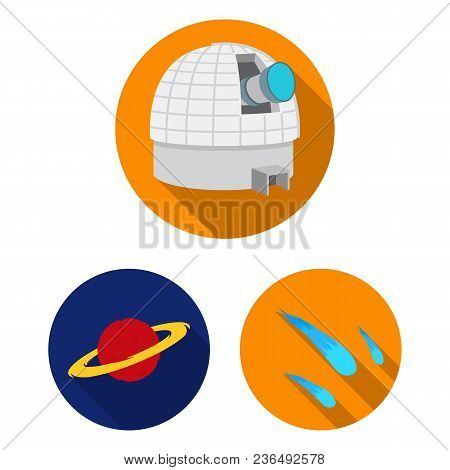 Space Technology Flat Icons In Set Collection For Design.spacecraft And Equipment Vector Symbol Stoc