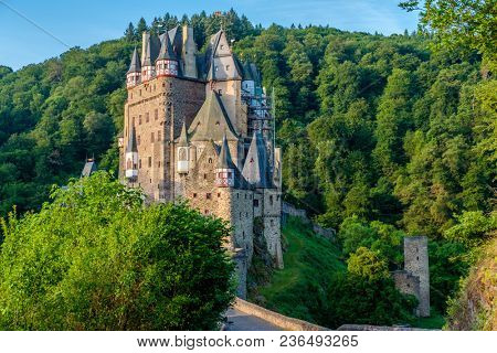 Burg Eltz castle in Rhineland-Palatinate state, Germany. Construction started	prior to 1157.