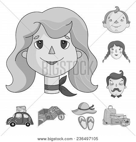 Family Holiday Monochrome Icons In Set Collection For Design. Recreation And Equipment. Vector Symbo