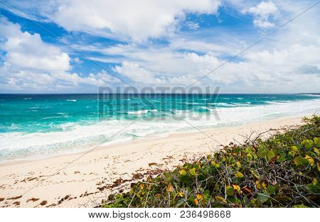Tropical beach and sea on Bahamas island of Eleuthera