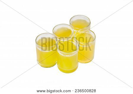 One-color Opaque Cocktails, A Set Of Shots A Handful, Five Servings, With The Taste Of Pineapple, Or
