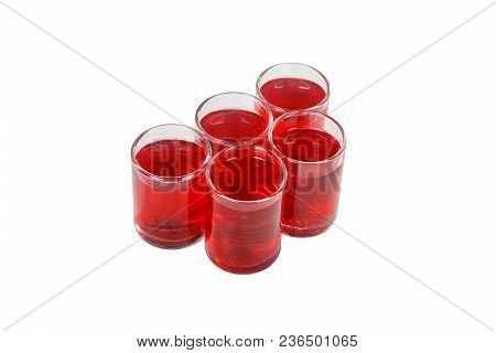 Monochrome Transparent Cocktails, A Set Of Shots A Handful, Five Servings, With A Taste Of Berries, 