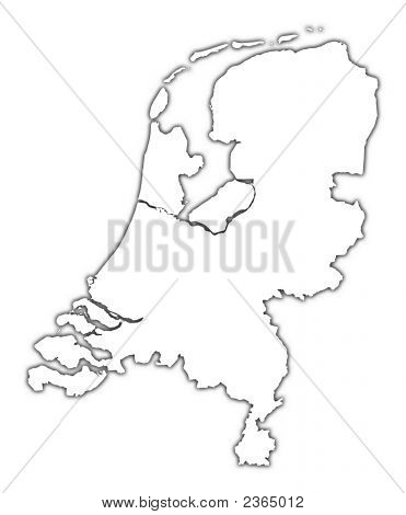 Holland kontur kort med skygge