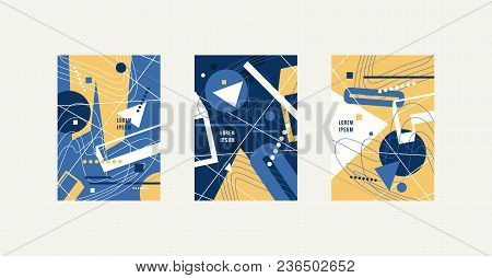 Stock Vector Set Of Abstract Brochure Template Covers In Suprematism Style