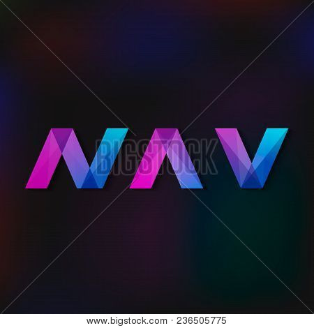 Navcoin Cryptocurrency Symbol Pink Purple Blue On Dark Background.  Digital Currency. Virtual Money.