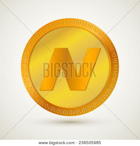 Realistic Gold Navcoin Icon Isolated. Cryptocurrency.  Digital Currency. Virtual Money. Golden Coins