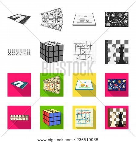 Board Game Monochrome, Flat Icons In Set Collection For Design. Game And Entertainment Vector Symbol