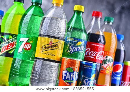 Bottles Of Global Soft Drink Brands