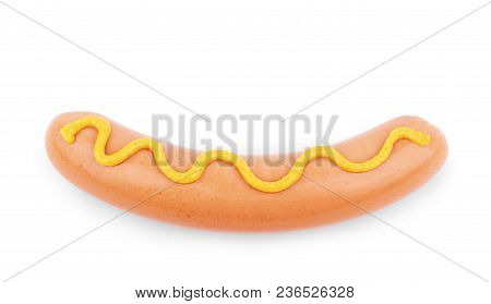 Sausage And Mustard Isolated On White Background
