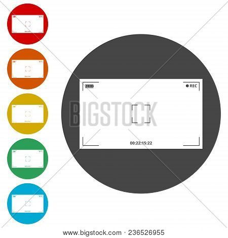 Camera Viewfinder, Simple Illustration On Circle, Set