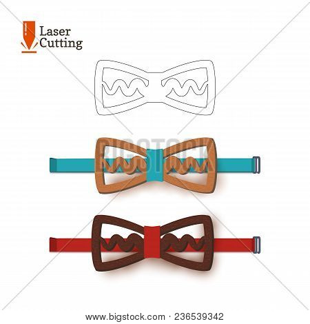 Laser Cut Bow-tie Template. Vector Silhouette For Cutting A Bow Tie On A Lathe Made Of Wood, Metal, 