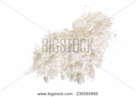 Starch Heap Pile Isolated On White Background. Top View. Flat Lay.