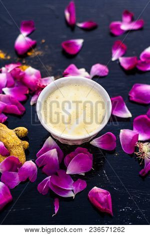 Haldi Ubtan With All Its Ingredients I.e. Milk And Gram Flour With Rose Petals Helps To Remove The B